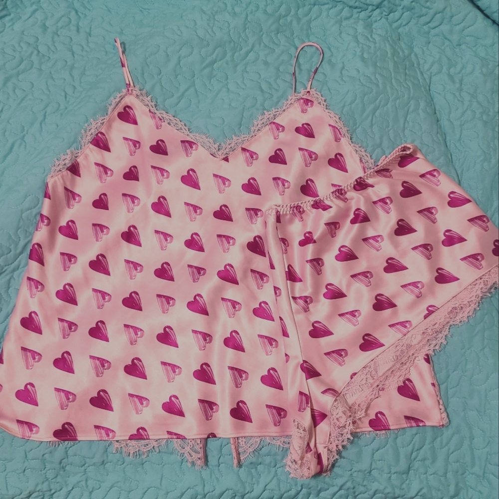 Victoria's Secret Heart Silk Pijama Set XL